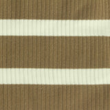 Brown Horizontal-Stripe Rib Knit, Polyester