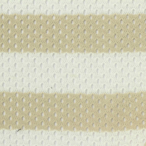 White Horizontal-Stripe Chunky Knit, Polyester, 215 gsm
