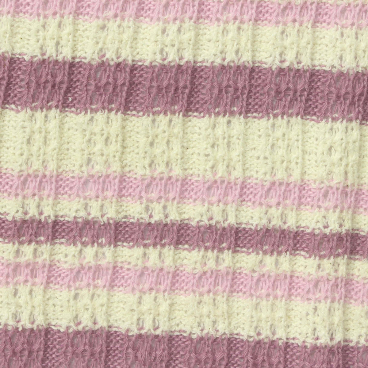 Cream Horizontal-Stripe Rib Knit, Poly-Cotton, 250 gsm, 170 cm