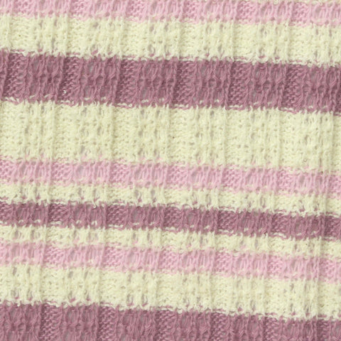 Cream Horizontal-Stripe Rib Knit, Poly-Cotton, 250 gsm, 170 cm