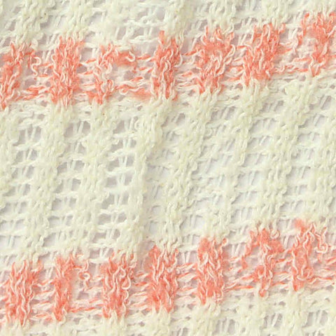 Peach Horizontal-Stripe Rib Knit, Polyester, 210 gsm