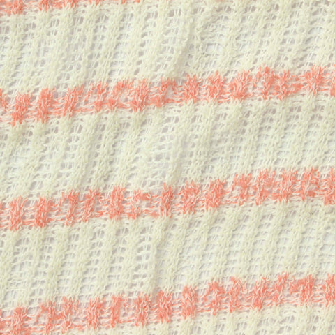 Peach Horizontal-Stripe Rib Knit, Polyester, 210 gsm