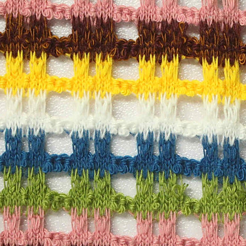 Pink Horizontal-Stripe Chunky Knit, Polyester, 263 gsm