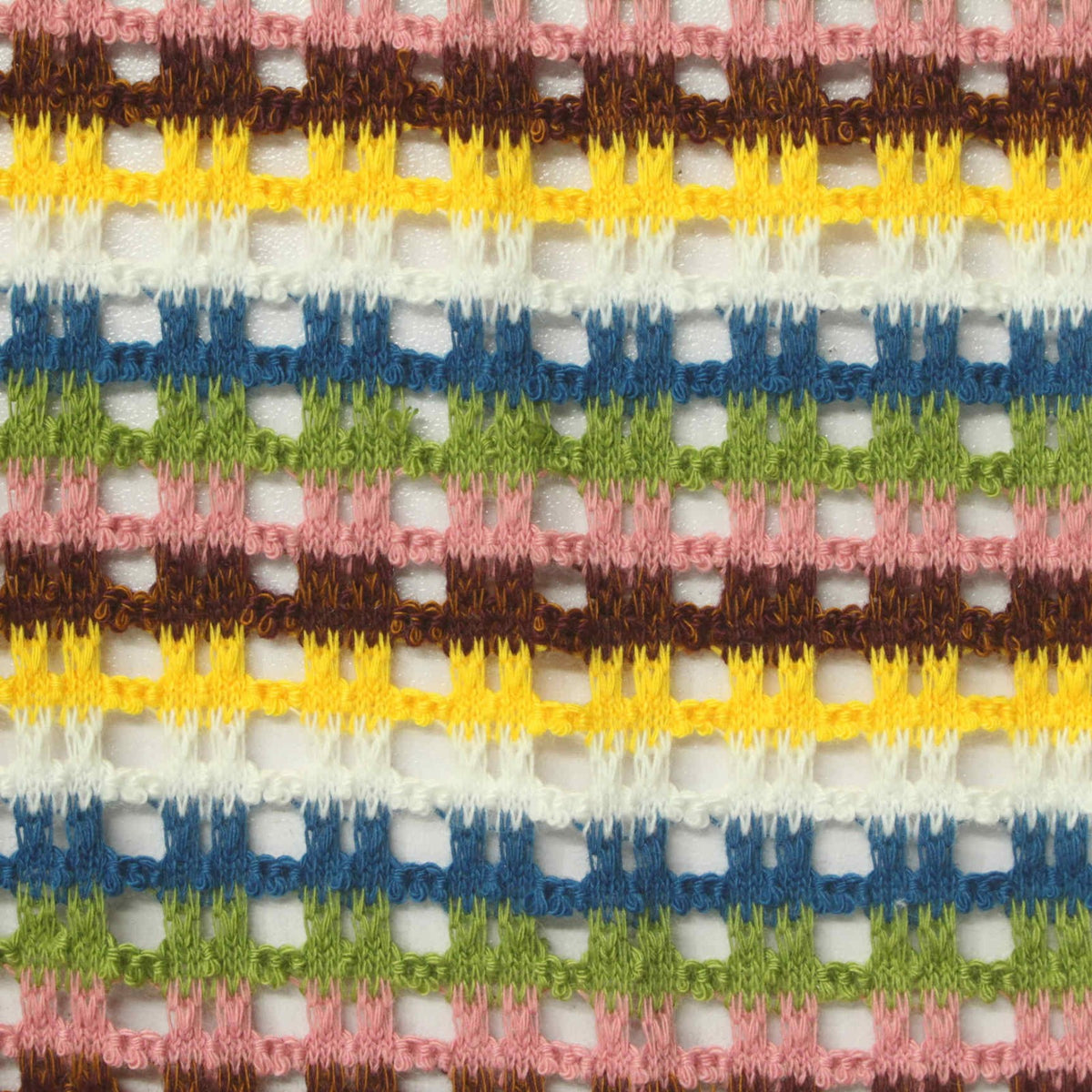 Pink Horizontal-Stripe Chunky Knit, Polyester, 263 gsm