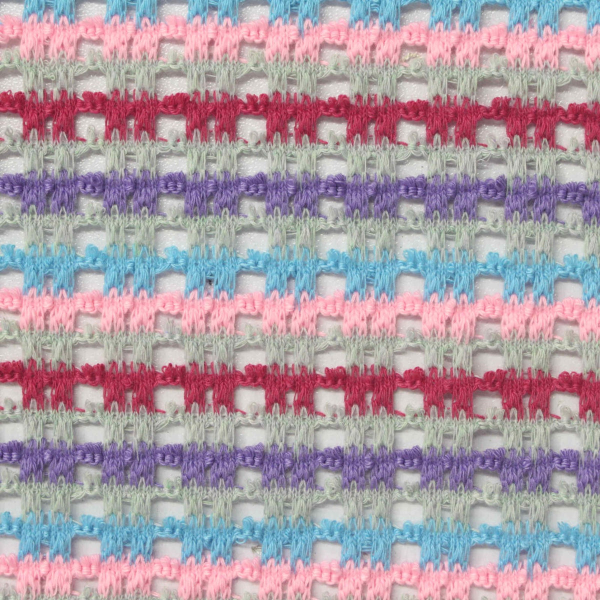 Pink Horizontal-Stripe Chunky Knit, Polyester, 300 gsm