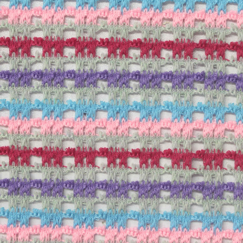Pink Horizontal-Stripe Chunky Knit, Polyester, 300 gsm