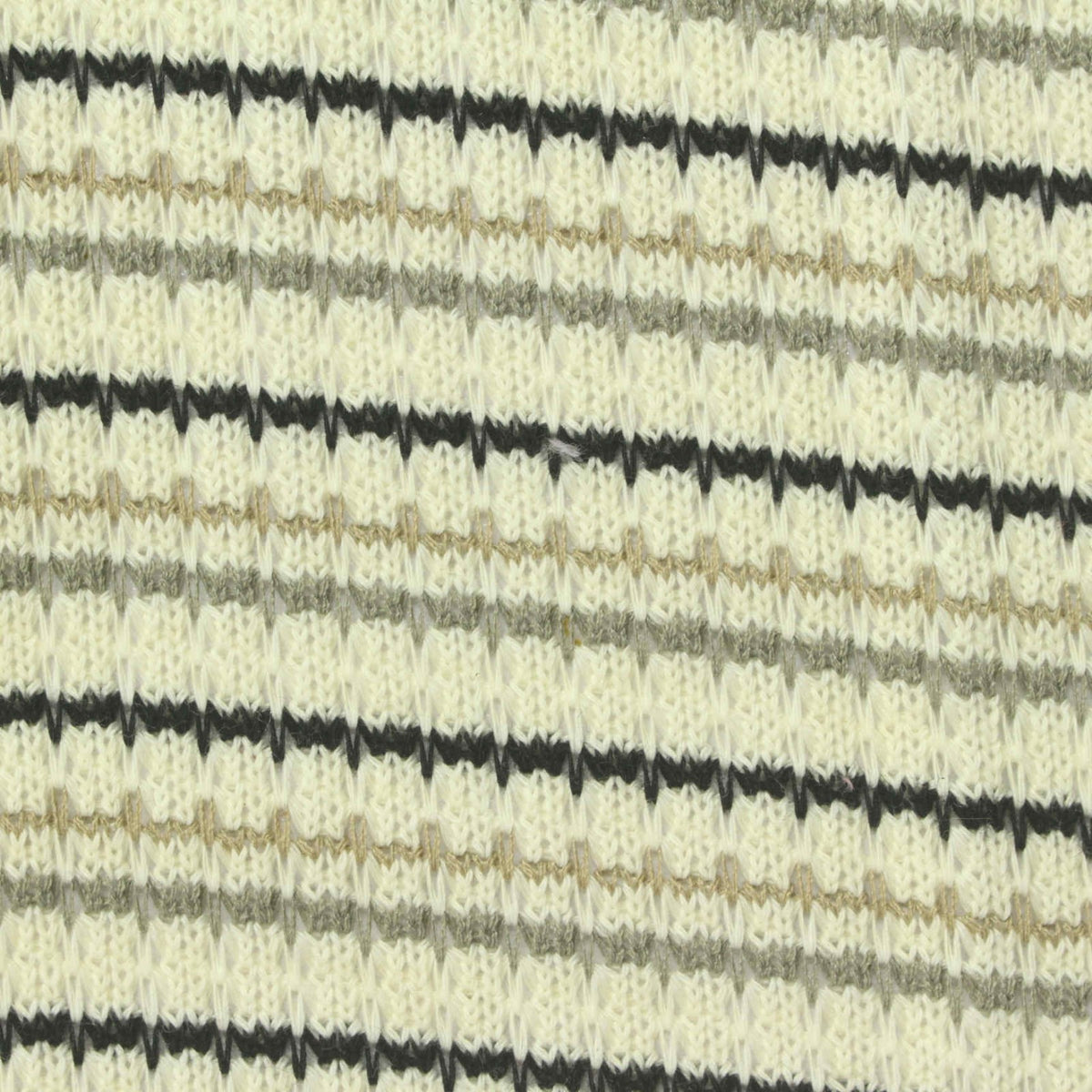Black Horizontal-Stripe Chunky Knit, Poly-Cotton, 250 gsm