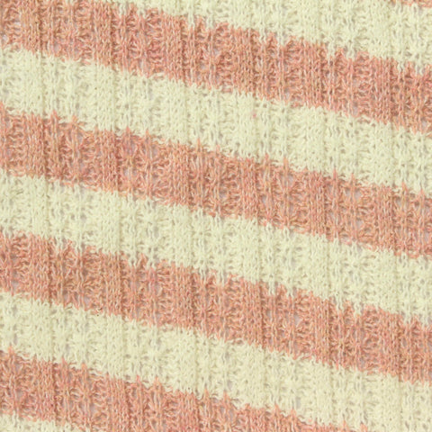 Peach Stripes Rib Knit, Poly-Cotton
