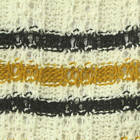 White Horizontal-Stripe Rib Knit, Poly-Cotton, 290 gsm