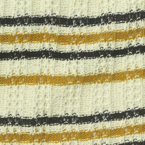 White Horizontal-Stripe Rib Knit, Poly-Cotton, 290 gsm