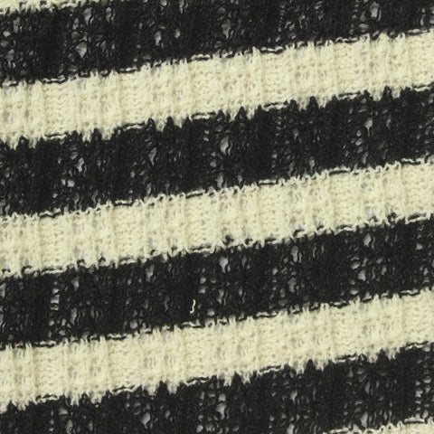 Black Horizontal-Stripe Rib Knit, Poly-Cotton, 223 gsm