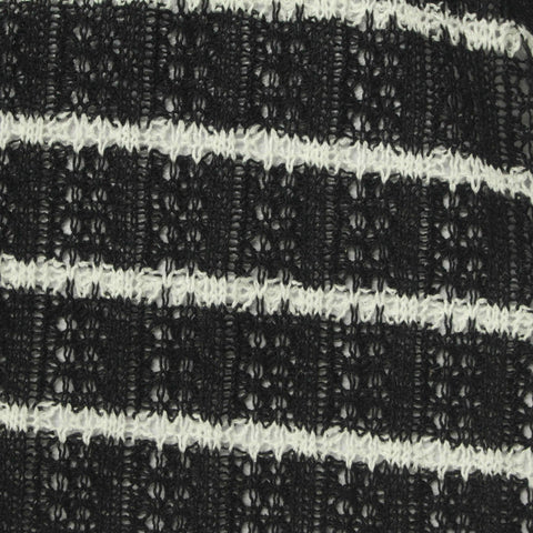 Black Horizontal-Stripe Rib Knit, Polyester, 198 gsm