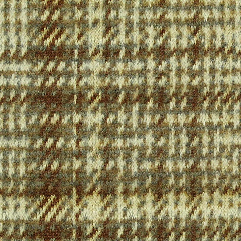 Brown Plaid Interlock Knit, Poly-Viscose, 410 gsm