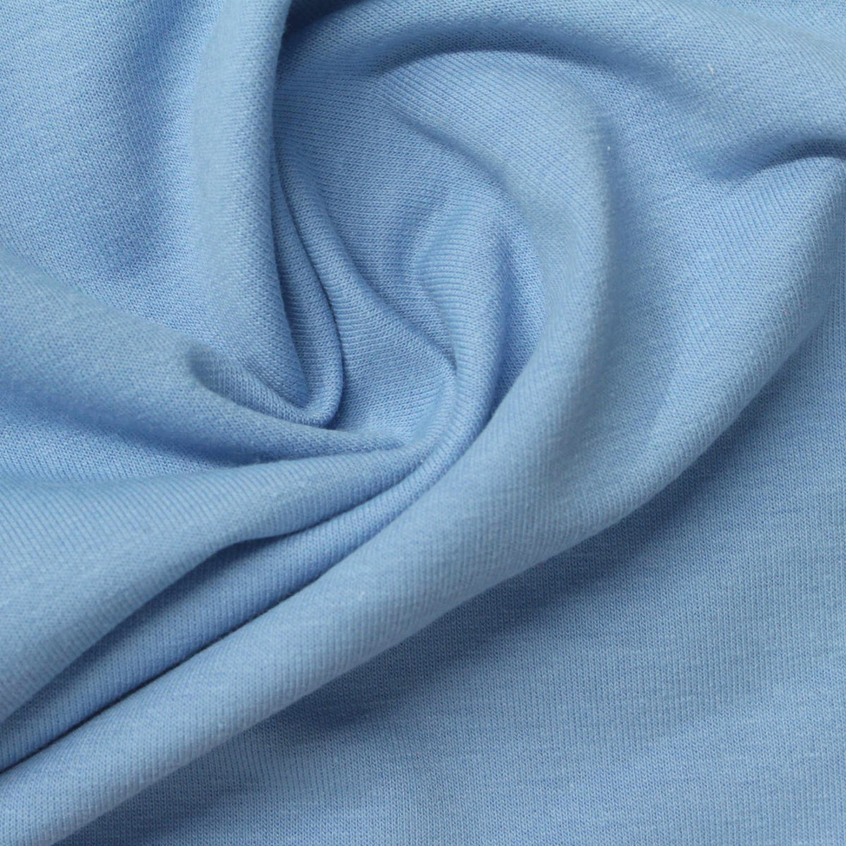 Brushed Polyester Cotton Stretch French Terry Fabric, 215 gsm, 182 cm — Blue