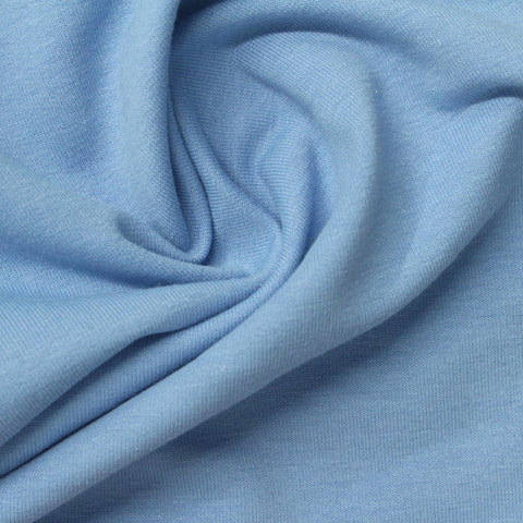 Brushed Polyester Cotton Stretch French Terry Fabric, 215 gsm, 182 cm — Blue
