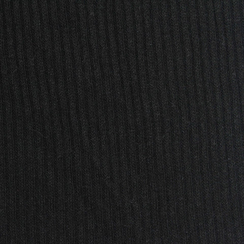 Polyester Viscose Stretch Rib Knit Fabric, 242 gsm, 170 cm — Black