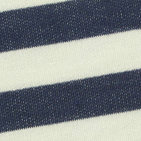 Navy Horizontal-Stripe French Terry, Viscose-Poly