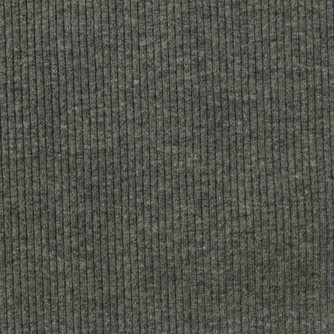 Polyester Cotton Stretch Rib Knit Fabric, 400 gsm, 142 cm — Grey