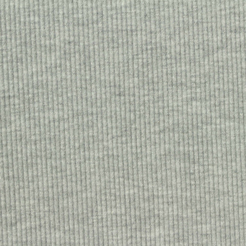Light Grey Marl Rib Knit, Poly-Cotton, 430 gsm