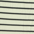 Cream Horizontal-Stripe Rib Knit, Viscose, 240 gsm