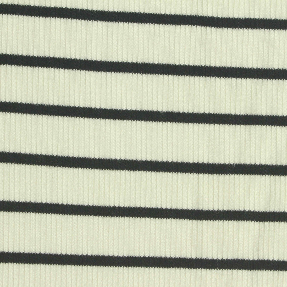 Cream Horizontal-Stripe Rib Knit, Viscose, 240 gsm