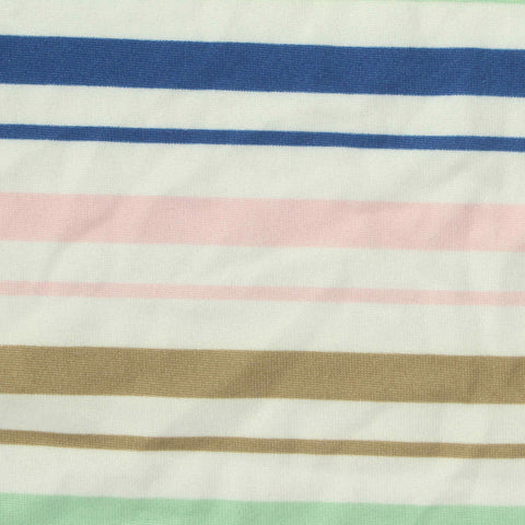 White Horizontal-Stripe Milk Silk Knit, Polyester