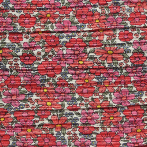 Red Floral Jersey Knit, Polyester