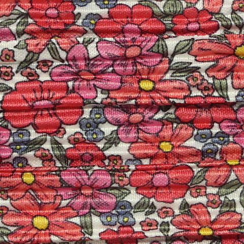 Red Floral Jersey Knit, Polyester