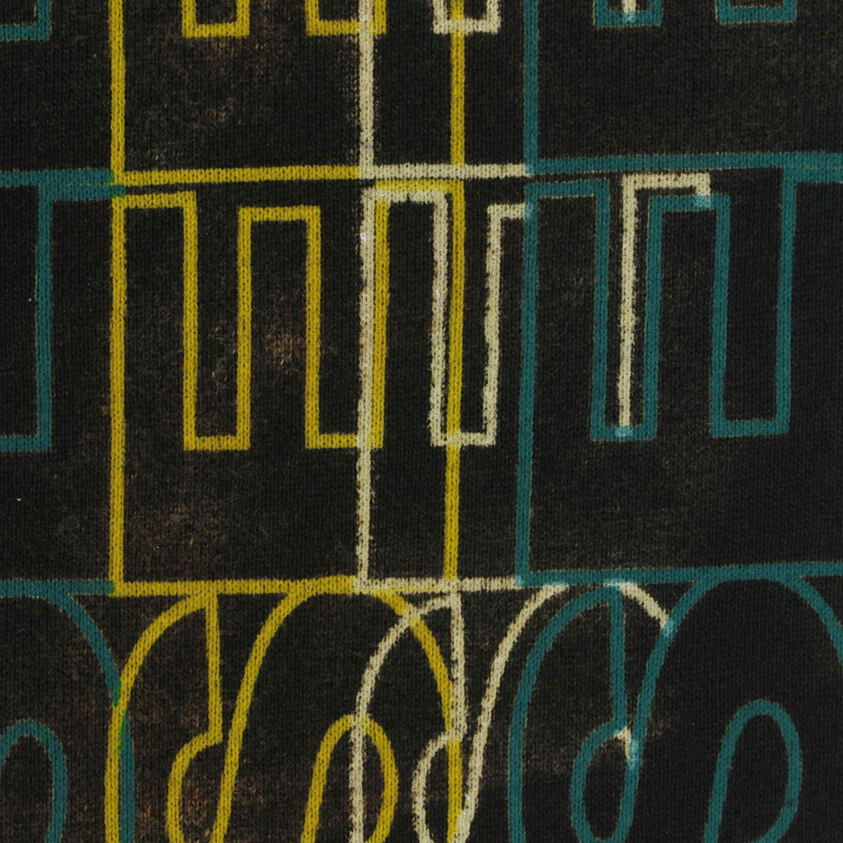 Yellow Geometric-Line French Terry, Cotton-Poly