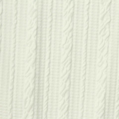 Cream Textured-Stripe Interlock Knit, Polyester