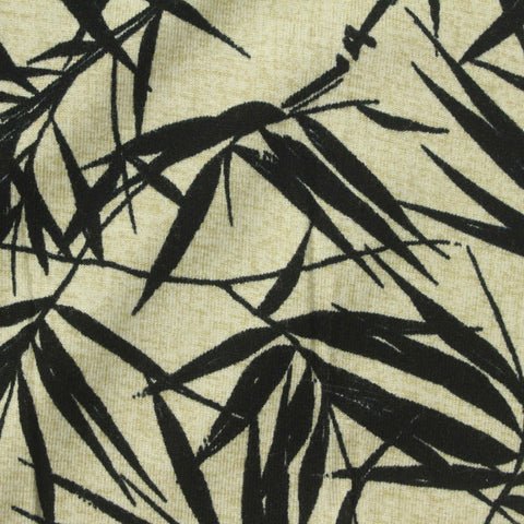 Black Leaf Jersey Knit, Viscose