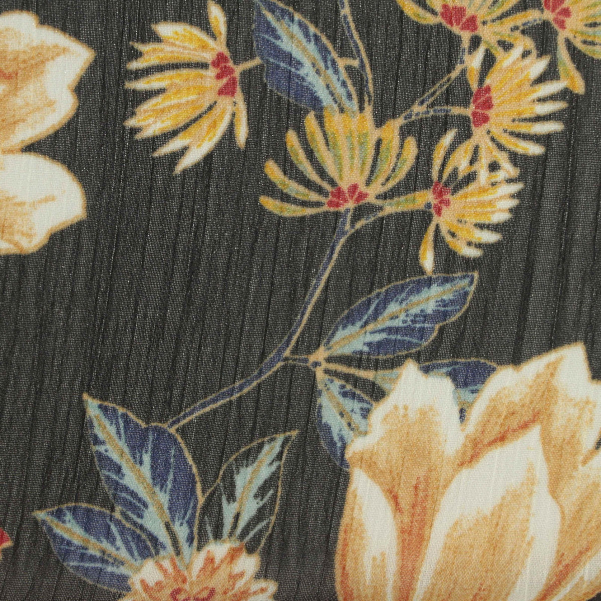 Yellow Flowers Chiffon, Polyester, 71 gsm