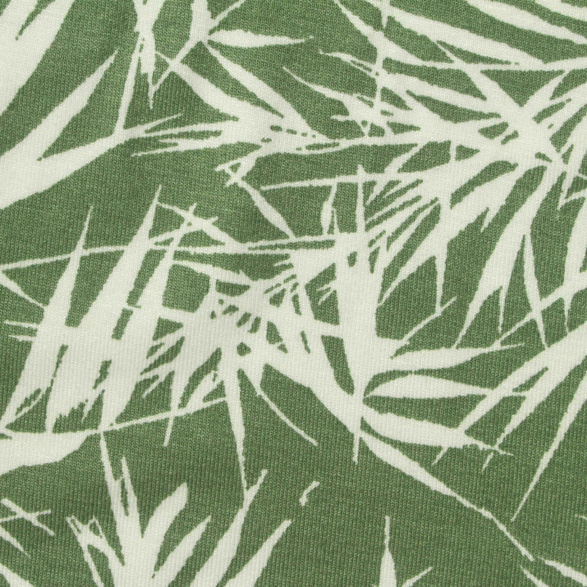 White Leaves Jersey Knit, Viscose