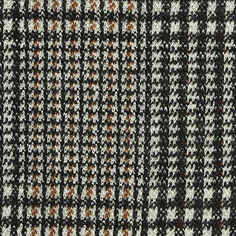 Black Plaid Interlock Knit, Poly-Viscose, 350 gsm