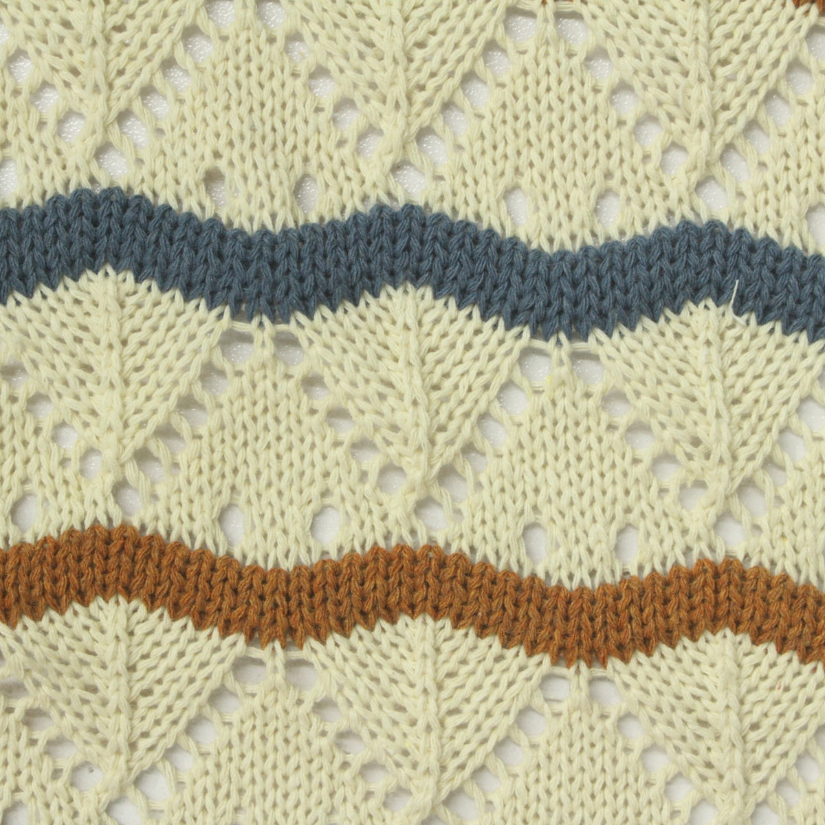 Cream Wavy-Stripe Pointelle Knit, Poly-Cotton