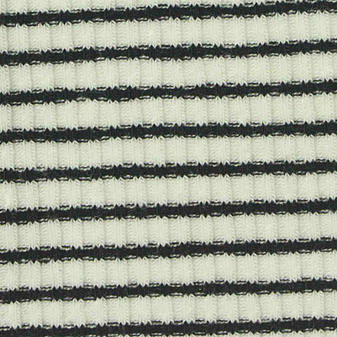 Black Horizontal-Stripe Rib Knit, Poly-Viscose, 270 gsm, 160 cm