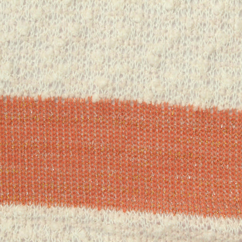 Cream Horizontal-Stripe Chunky Knit, Poly-Viscose, 200 gsm