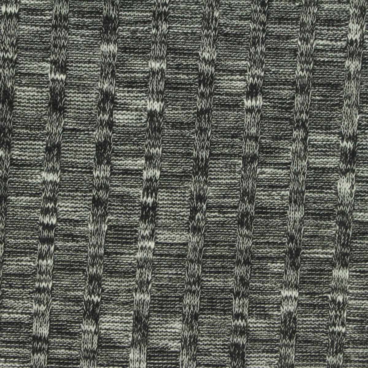 Black Marl Rib Knit, Polyester, 220 gsm, 150 cm