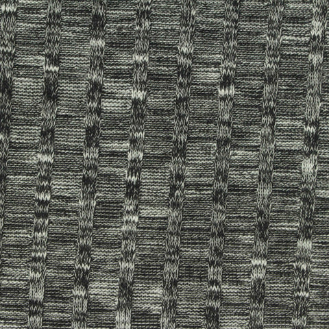 Black Marl Rib Knit, Polyester, 220 gsm, 150 cm