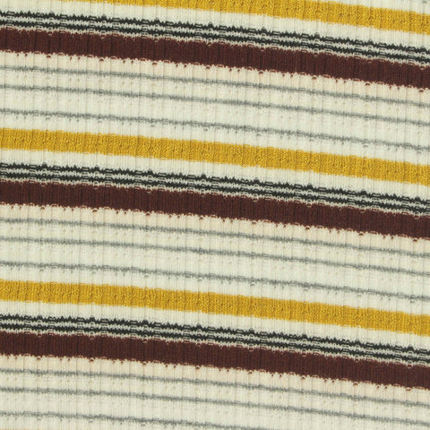 Cream Stripe Rib Knit, Poly-Viscose