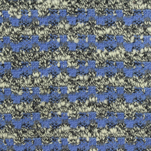 Blue Check Bouclé, Cotton-Poly