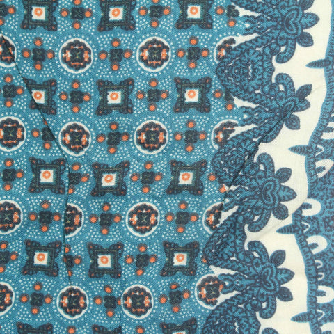 Teal Geometric Poplin, Viscose