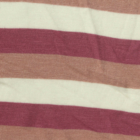 Cream Horizontal-Stripe Jersey Knit, Viscose, 200 gsm, 160 cm