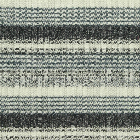 White Horizontal-Stripe Rib Knit, Poly-Viscose, 225 gsm