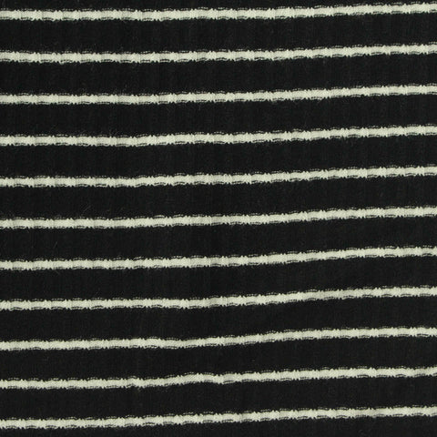 Black Horizontal-Stripe Rib Knit, Viscose, 260 gsm