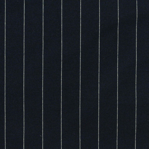 White Vertical-Stripe Ponte Knit, Viscose-Poly