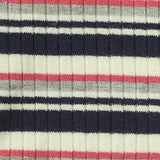 Navy Horizontal-Stripe Rib Knit, Viscose — texture