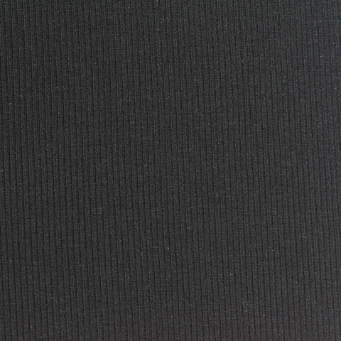 Polyester Viscose Stretch Rib Knit Fabric, 300 gsm, 140 cm — Black