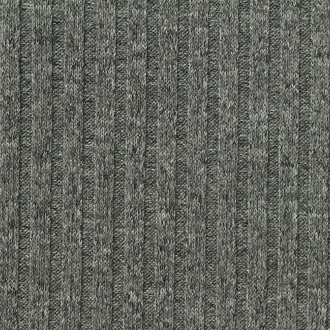Grey Heathered-Marl Rib Knit, Polyester, 280 gsm