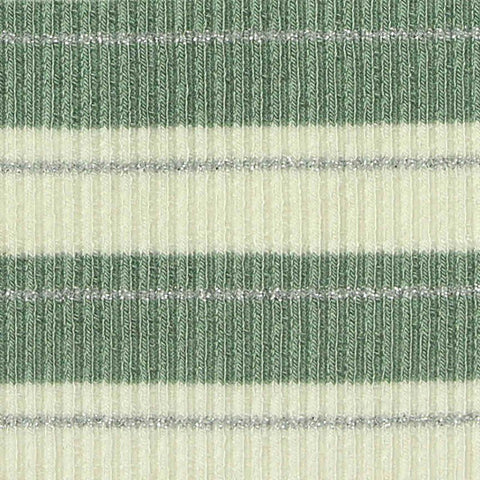 Green Horizontal-Stripe Rib Knit, Viscose, 400 gsm